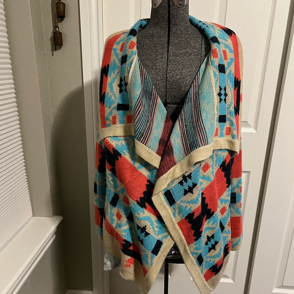 Filly Flair Cardigan Size L SWEATER Southwestern OPEN Long Sleeves